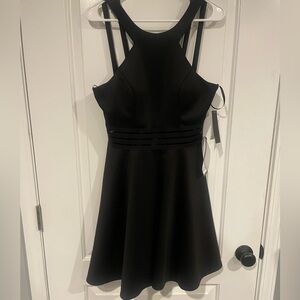 City Studio Black Lace Strappy Back Fit Flare Dress 11.  Built in bra